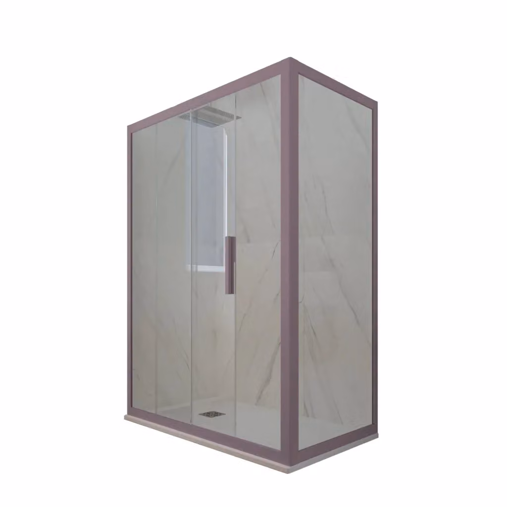 Box doccia scorrevole rettangolare FORTE mod. Deco Duo con vetro trasparente e profilo lavanda L: 150 cm, P: 90 cm, H: 200 cm – 2