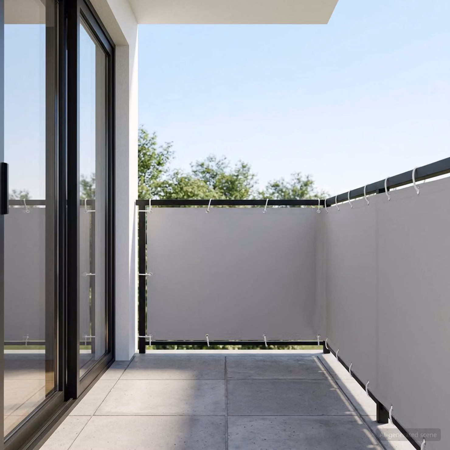 Schermo di privacy per balcone vidaXL in poliestere e alluminio, grigio, H: 1,5 m x L: 15 m