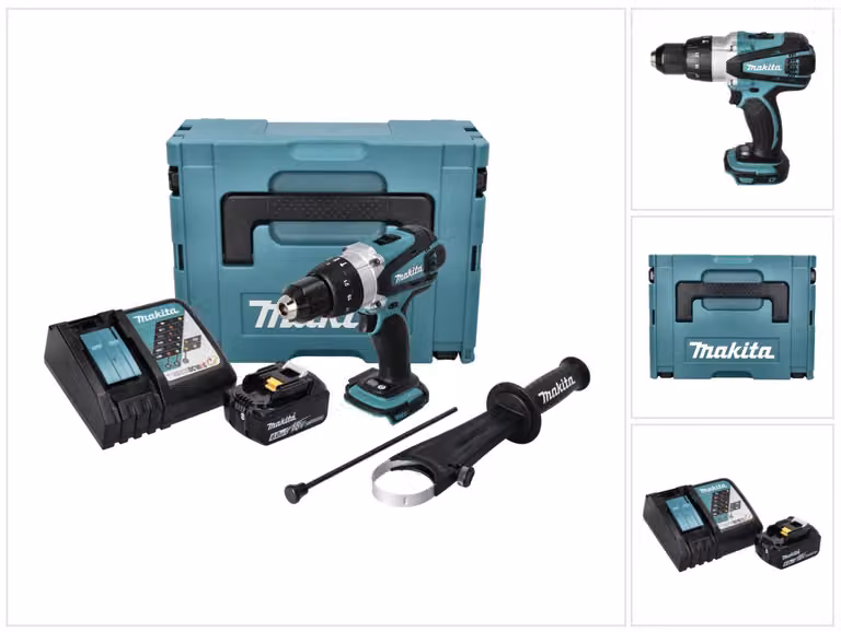 Makita DHP 458 RG1J 18 V 91 Nm Trapano a percussione a batteria + 1x batteria 6,0 Ah + caricatore + Makpac