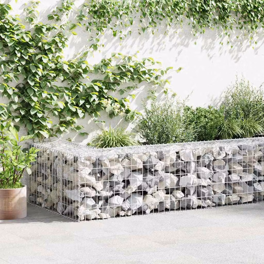vidaXL Gabbione in Acciaio Zincato Grigio L: 300 cm, P: 30 cm, H: 50 cm