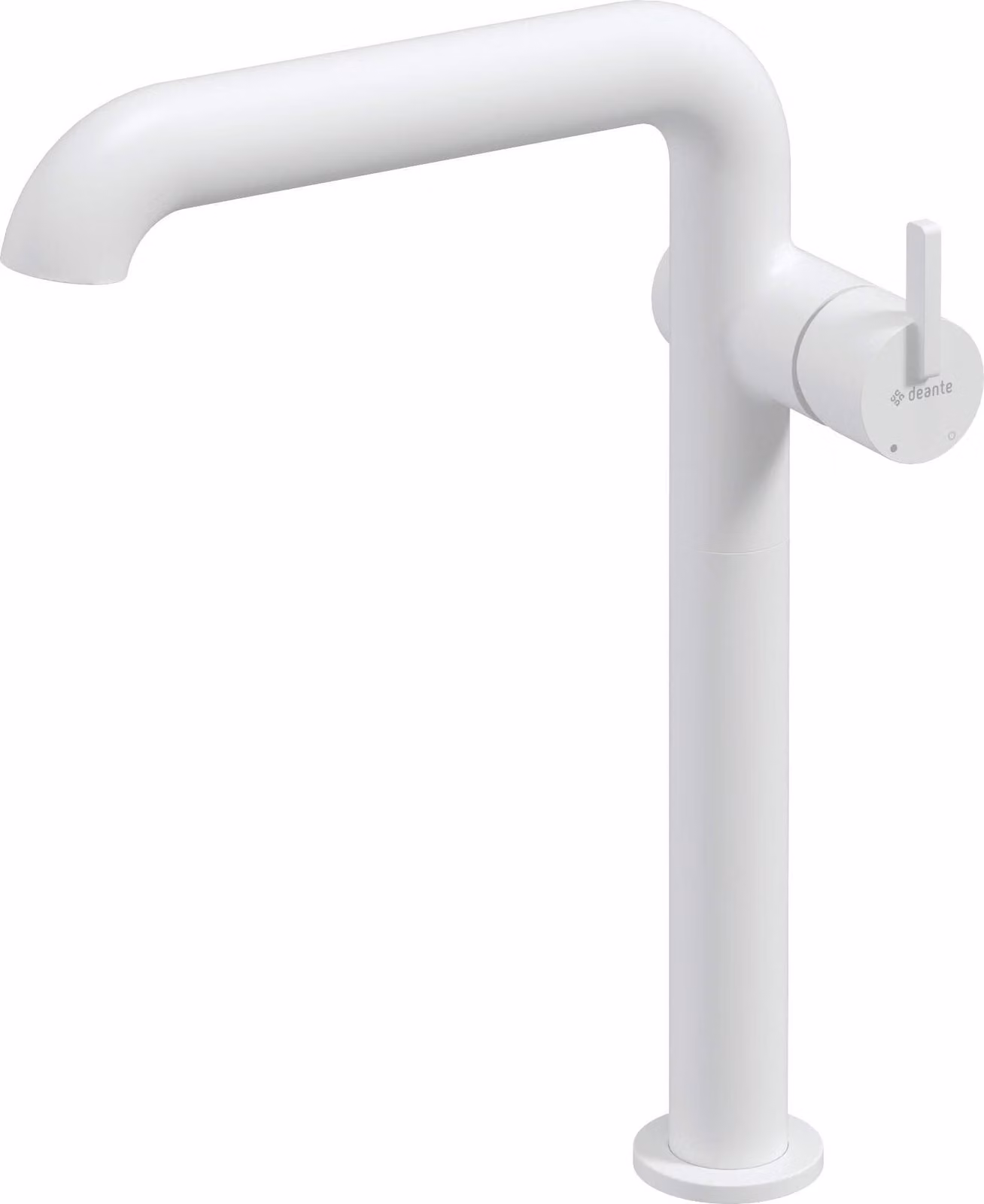 Tall washbasin mixer with rectangular spout