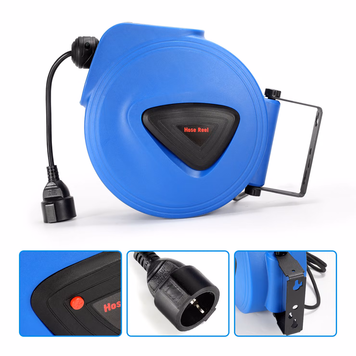 Jayseuw 20m avvolgicavo di alimentazione prolunga cavo presa avvolgicavo automatico con funzione di rincalzo per montaggio a parete
