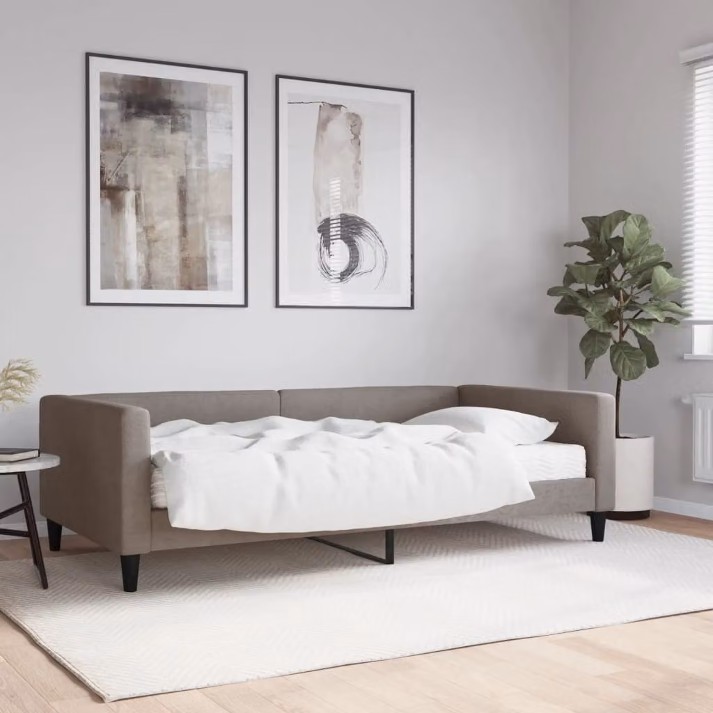 vidaXL Divano Letto con Materasso in Tessuto Tortora L: 200 cm, P: 100 cm, H: 68 cm