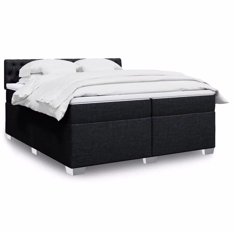 vidaXL Giroletto a Molle con Materasso Nero in Tessuto 200x200 cm