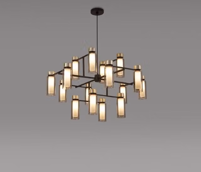 Lampada a sospensione Osram moderna in metallo e vetro, colore oro/ottone e nero, con paralume cilindrico bianco e attacco E14