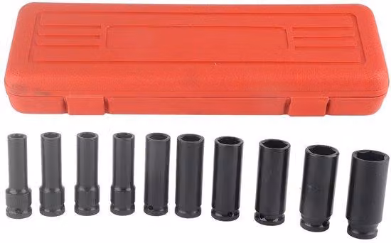 Set di cacciaviti in acciaio cromo-vanadio, 10 pezzi - 1/2 pollice - da 10 a 24 mm - confezionato in custodia in plastica - nuovo