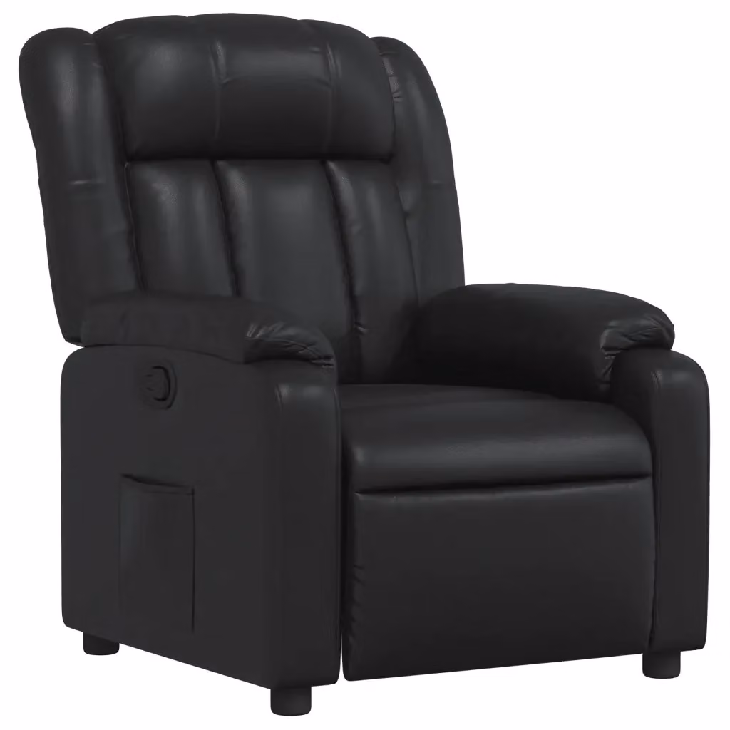 Poltrona Reclinabile Relax vidaXL in Similpelle Nera con Braccioli e Struttura in Legno e Metallo – 2