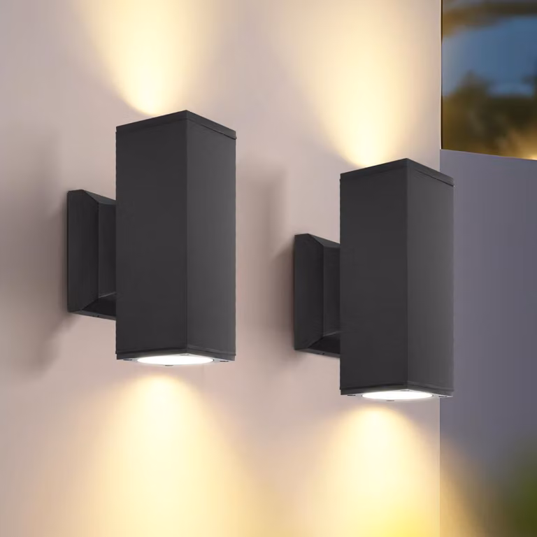 Set di 2 applique da parete, attacco GU10, colore antracite, alluminio, grado di protezione IP65, impermeabili