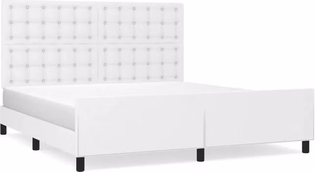 Letto matrimoniale | Letto per adulti | Giroletto con Testiera Bianco 180x200 cm in Similpelle