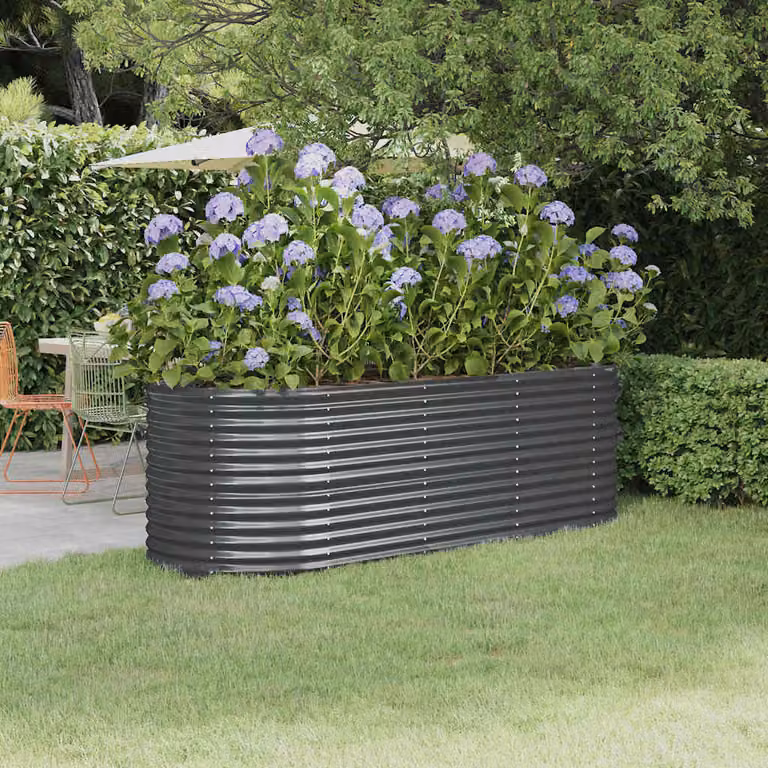vidaXL Letto rialzato da giardino in acciaio zincato Antracite L: 224 cm, P: 80 cm, H: 68 cm