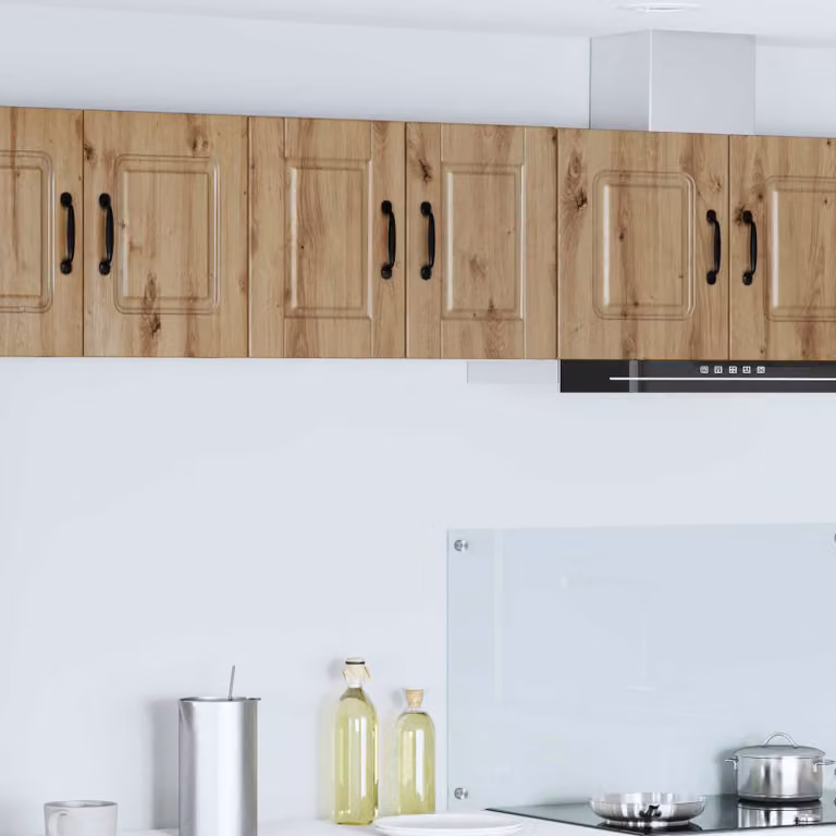 Set di 2 armadietti a muro vidaXL PORTO in rovere marrone per cucina con ante a battente e ripiani interni