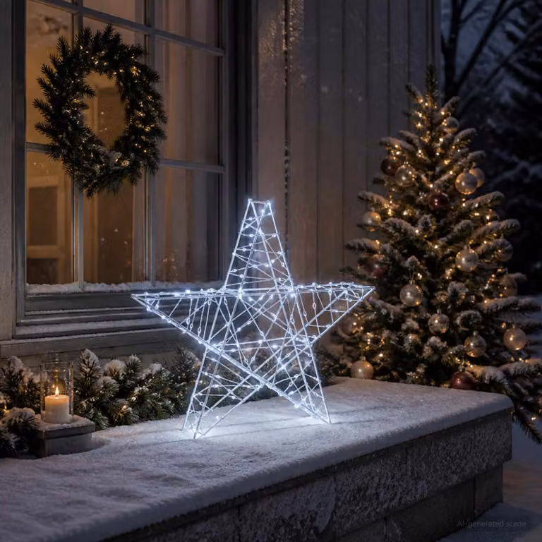vidaXL Stella di Natale 3D 120 LED Bianco freddo 55 x 53,5 x 10 cm