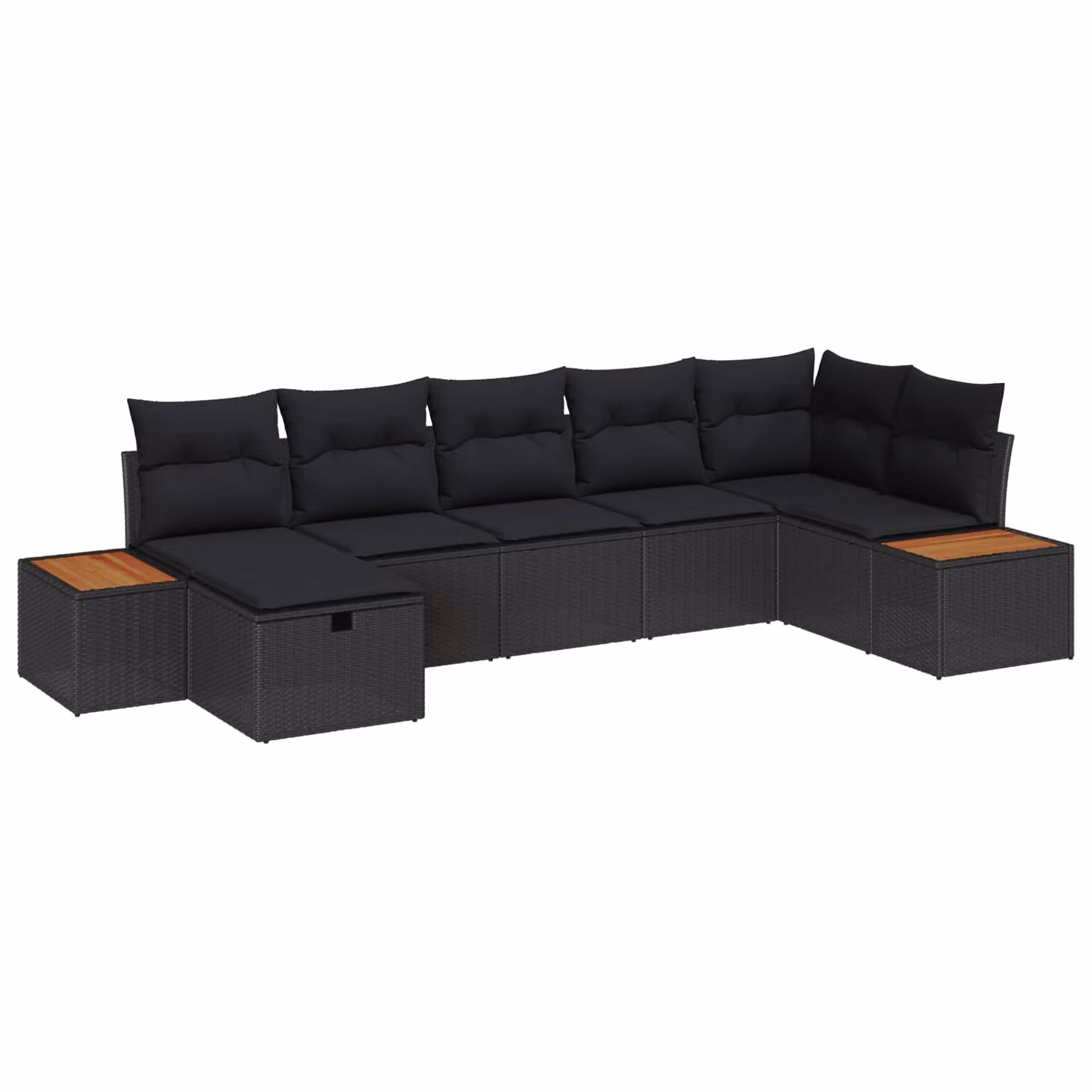 Set Divano da Giardino a L vidaXL 8 Pezzi Nero con Cuscini e Tavolino in Polyrattan e Acciaio – 1