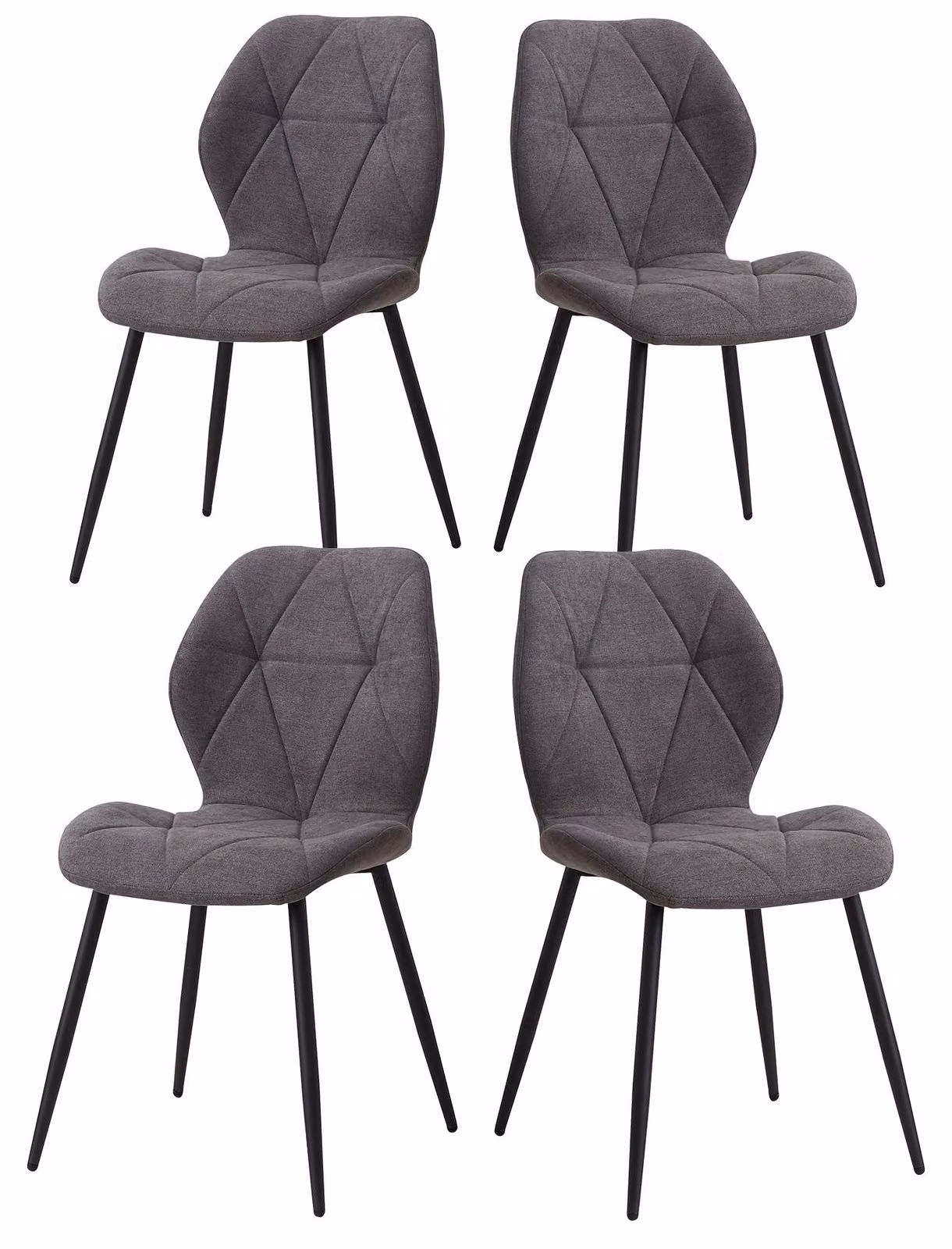 Set di 4 sedie da pranzo - Sedie moderne per la cucina - Gambe in metallo - Design minimalista - Adatte per sala da pranzo, cucina e soggiorno - Grigio scuro