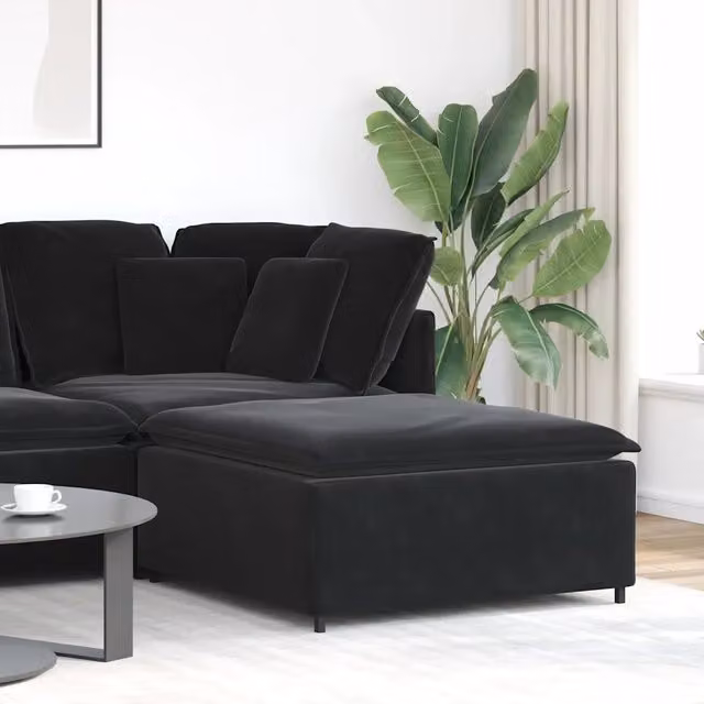 Poggiapiedi Modulare vidaXL in Velluto Nero L/P/H: 100 x 100 x 48 cm