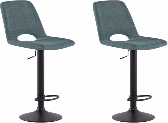 Set 2 Sgabelli Alex 45x52x88,5/103,5 cm con Alzata a GAS in Tessuto Easy-Clean Acquamarina