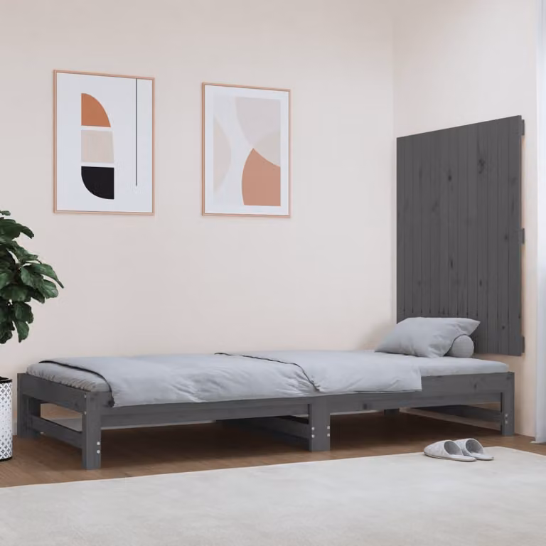 Testiera da parete vidaXL in legno massello di pino, colore grigio, L: 82,5 cm, P: 3 cm, H: 90 cm