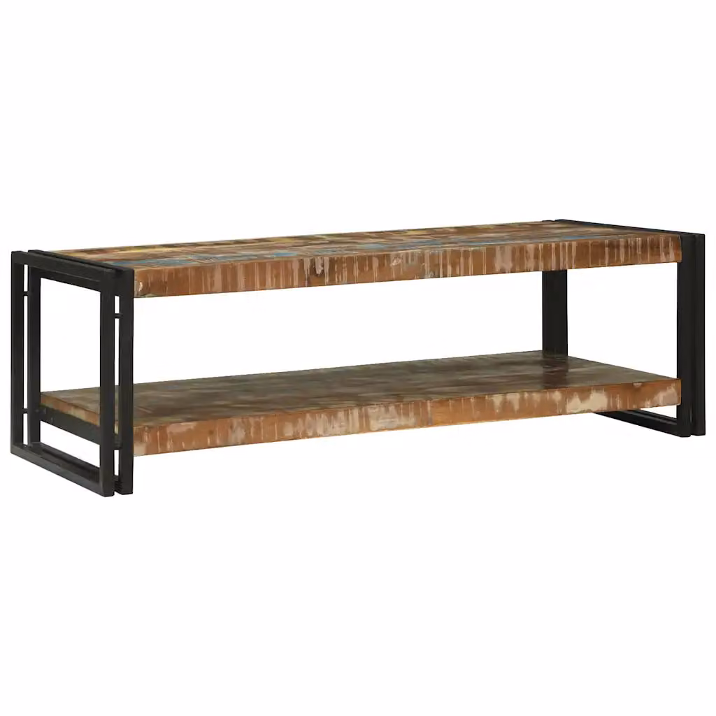 vidaXL Tavolino da salotto rettangolare in legno massello recuperato multicolore L: 120 cm, P: 50 cm, H: 38 cm