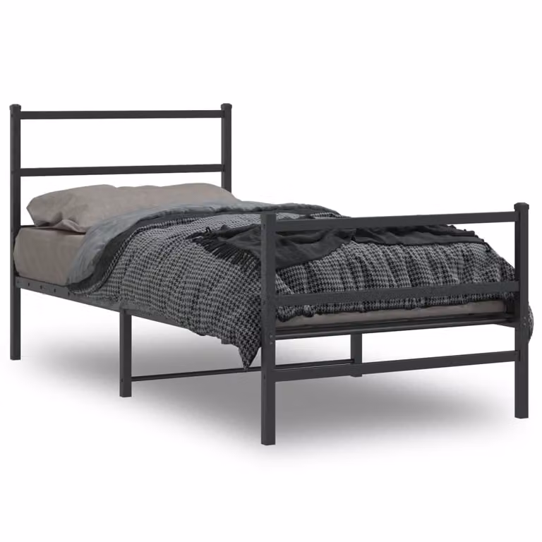 vidaXL Giroletto con Testiera e Pediera in Metallo Nero L 90 cm x P 200 cm