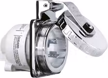 Spina da terra Allpa Nema-32a, acciaio inox, 32a/230v, con collegamento a terra e coperchio, Ip56
