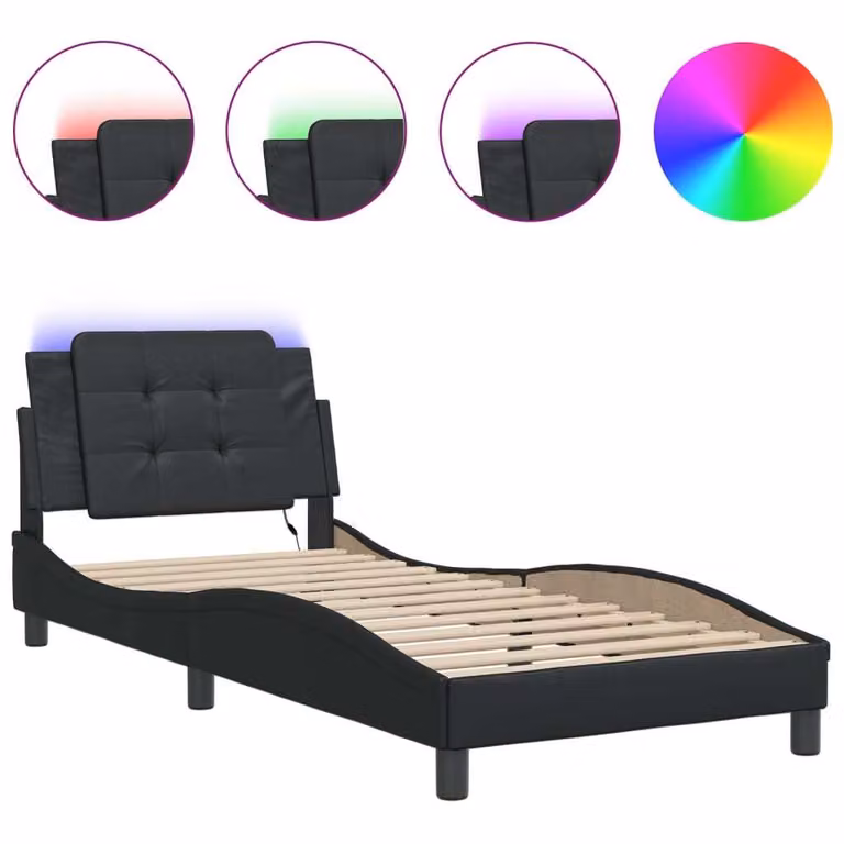 Giroletto con LED senza Materasso Zadar Nero 90x190 cm