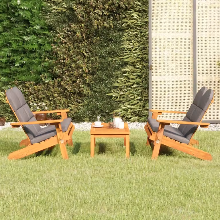 The Living Store Set di 3 pezzi da giardino Set salotto da giardino Adirondack in legno massiccio di acacia