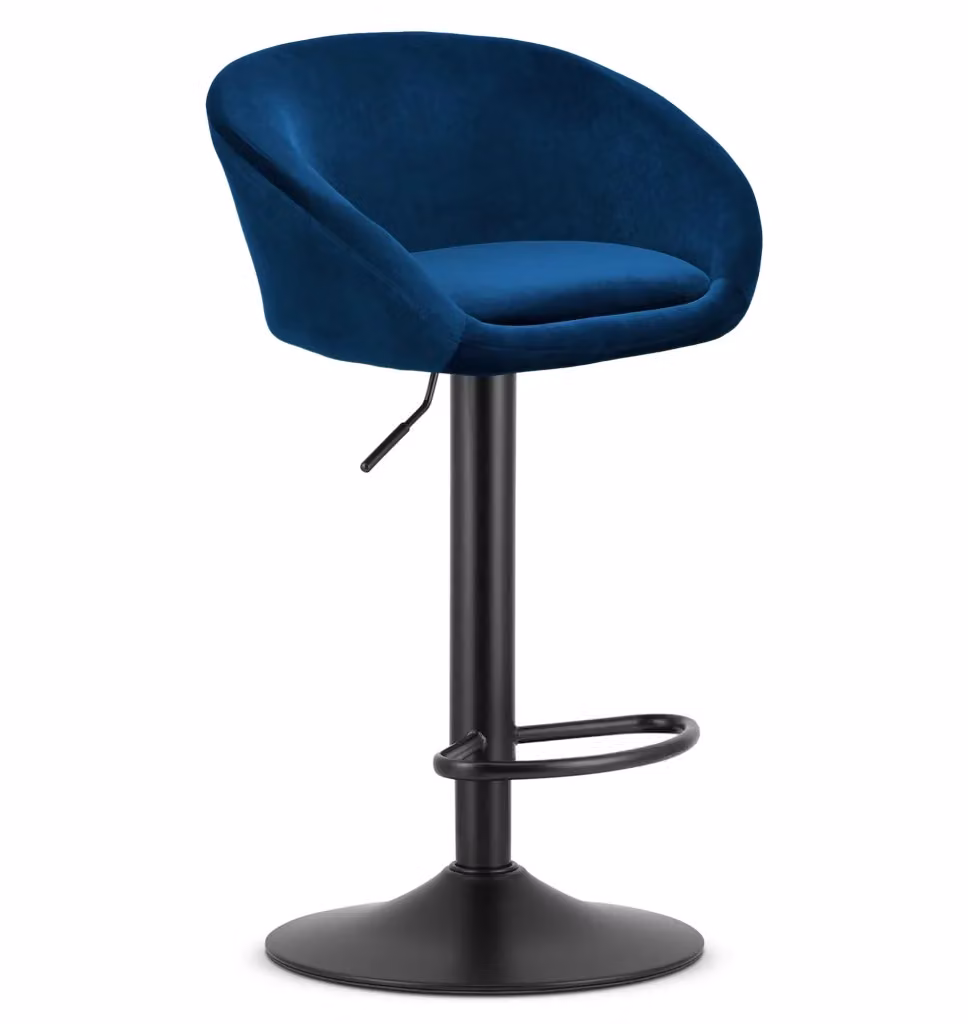 Set di 2 sgabelli in velluto Valora Blue con struttura in metallo per soggiorno e cucina – 2