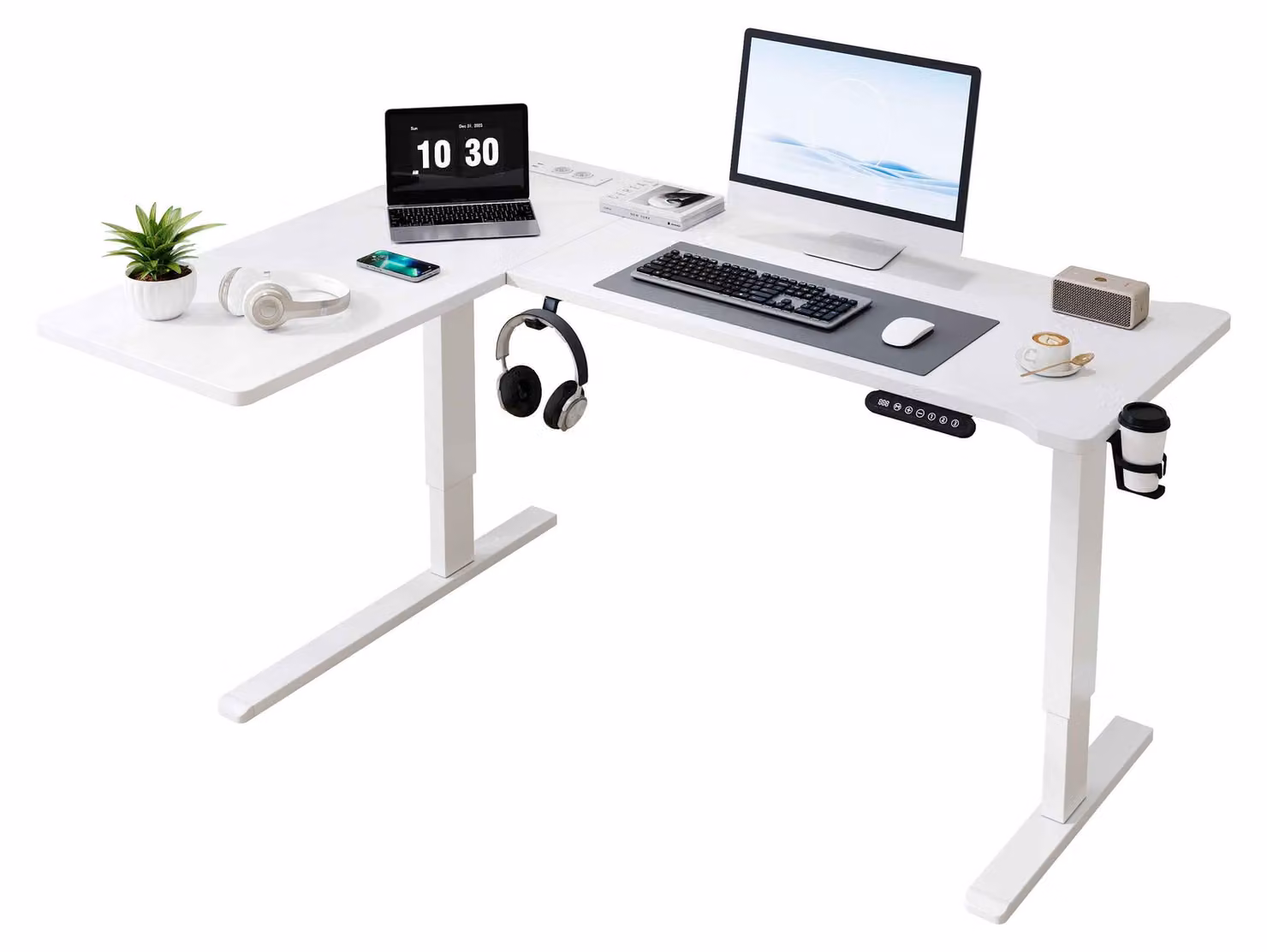 Scrivania elettrica regolabile in altezza Zimilo, 120x60 cm, con prese di corrente e USB, motore silenzioso, struttura in acciaio, scrivania per l'ufficio a casa regolabile in altezza