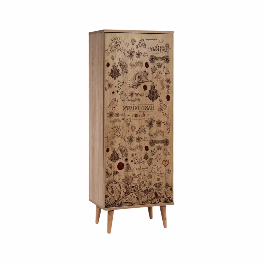 Scarpiera DMORA in Legno Marrone Quercia con Ante a Battente, L: 50 cm, P: 38 cm, H: 135 cm – 2