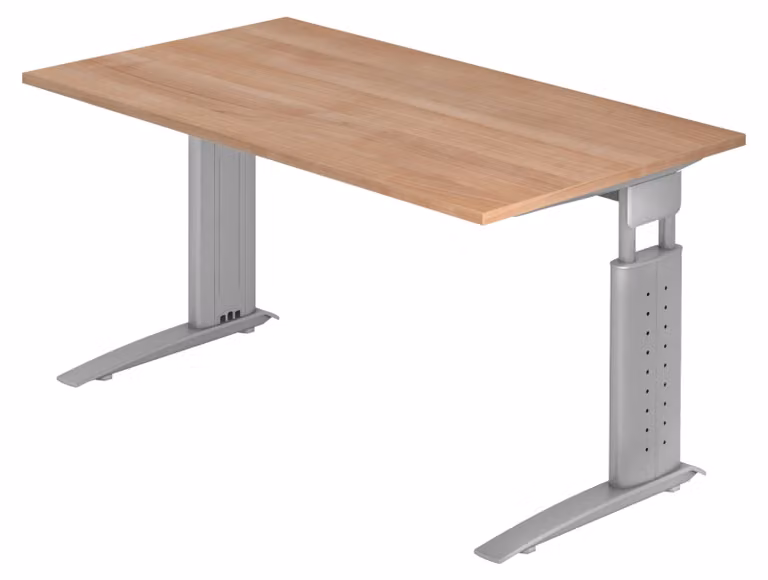 Scrivania bümö Serie U - Struttura: grigio argento, finitura: noce, dimensioni: 140 x 80 cm