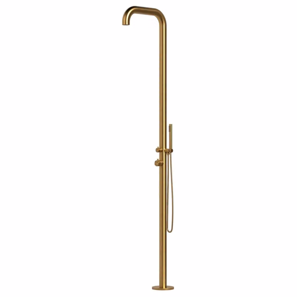 Doccia Esterna SINED in Acciaio Inox 316L Colore Oro con Miscelatore e Doccino, Altezza: 230 cm – 2