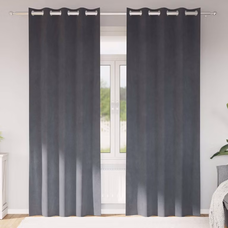 Set di 2 tende oscuranti in velluto vidaXL, colore grigio, L: 140 cm x H: 260 cm