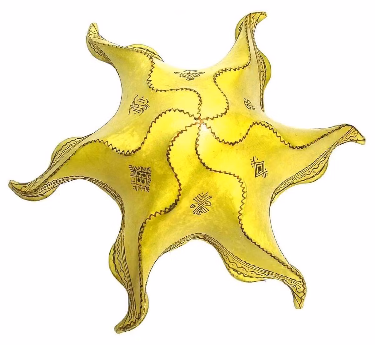 Lampada orientale lampada da soffitto lampada a sospensione lampada da soffitto marocchina lampada in pelle STERN Berber 63 cm, giallo