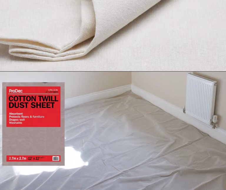 ProDec, telo protettivo in cotone di dimensioni 3,6 m x 3,6 m, ideale per proteggere superfici durante lavori di decorazione e verniciatura