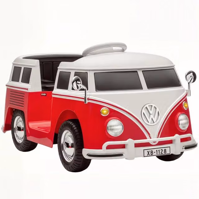 Macchina Elettrica per Bambini Volkswagen T1 Giordanoshop con Lettore MP3 in Metallo e PP, Rosso, L: 89 cm, P: 49 cm, H: 41,5 cm