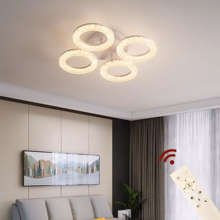 Lampada da soffitto LED XY-4, 47 cm. Lampada da soffitto, luce regolabile con telecomando, possibilità di variare il colore e l'intensità della luce, dimmerabile, classe energetica A+, lampada LED per soggiorno, plafoniera LED