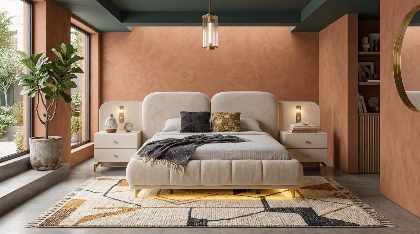 Due comodini, stile moderno, beige, per la camera da letto, confortevoli e pratici