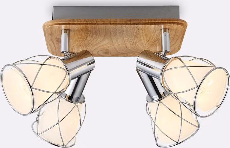 Plafoniera PADRE 4xE14/40W bianco/legno chiaro L: 220, L: 180, H: 220, attacco E14, dimmerabile