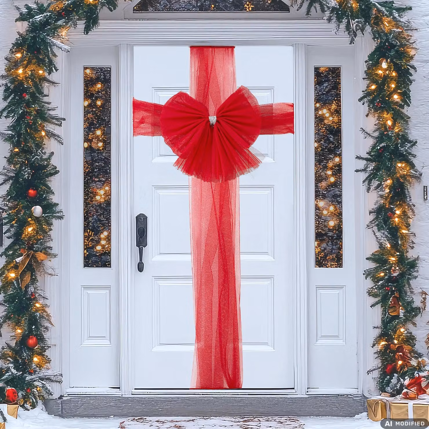 Fiocco Natalizio per Porta Rosso Vestiamo Casa Gran Natale, L: 58 cm, H: 38 cm – 2