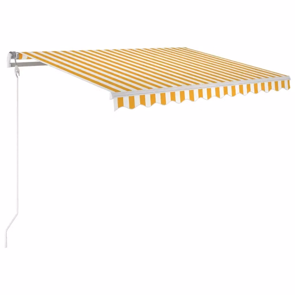 Tenda da sole retrattile manuale vidaxl in alluminio e poliestere, colori giallo e bianco, L: 350 cm, P: 250 cm – 2