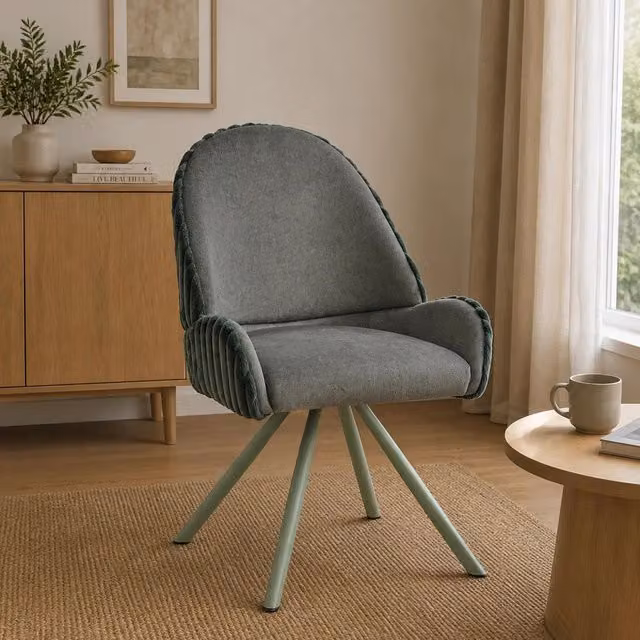 Set di 2 sedie Kinna IKEA in tessuto verde e grigio con braccioli e struttura in metallo per cucina o sala da pranzo