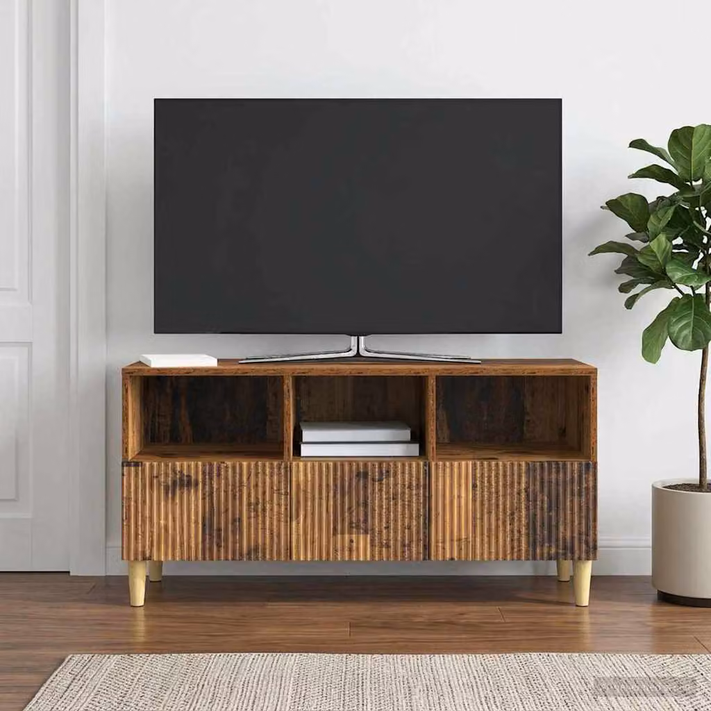 Mobile TV vidaXL in legno marrone con ruote, L 102 x P 34,5 x H 50 cm