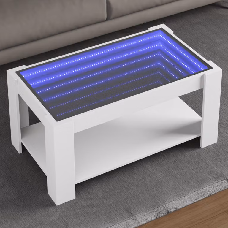 vidaXL Tavolino da salotto moderno in legno e vetro bianco L: 93 cm, P: 53 cm, H: 45 cm