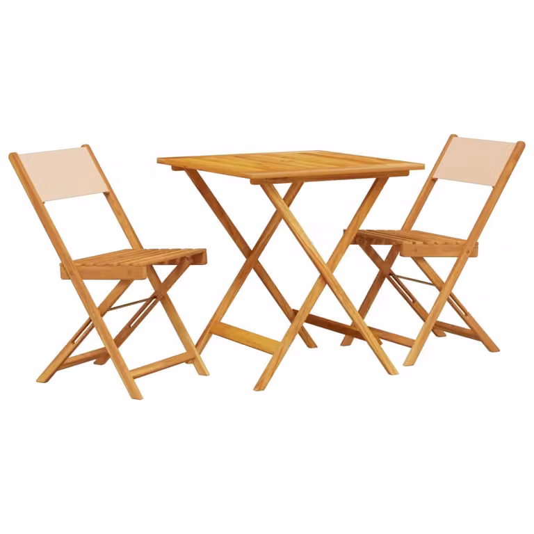 Set da Bistrot 3pz Beige in Tessuto e Legno Massello