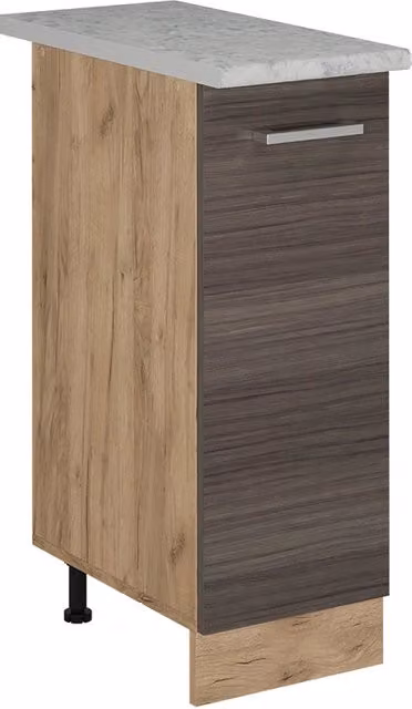 Armadio cucina dispensa alto R-Line Grigio nobile/Rovere dorato 30 cm PL Marmo Vicco