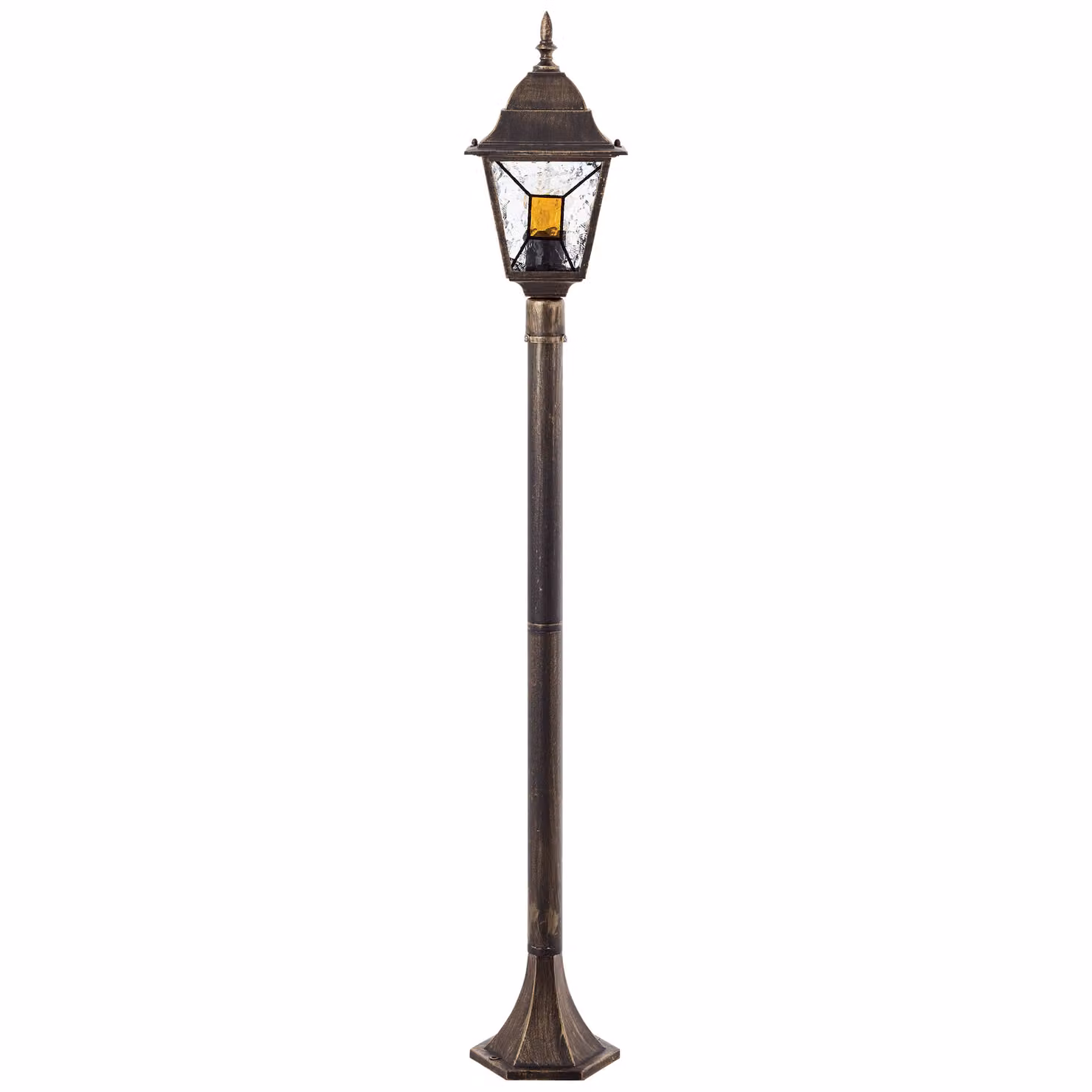 BRILLANTE lampada da terra classica per esterni JANEL | nero/oro | dimmerabile con una fonte di luce adeguata | lampada da terra con 1x presa E27 max. 60 watt | altezza 120 cm | metallo/vetro | IP44