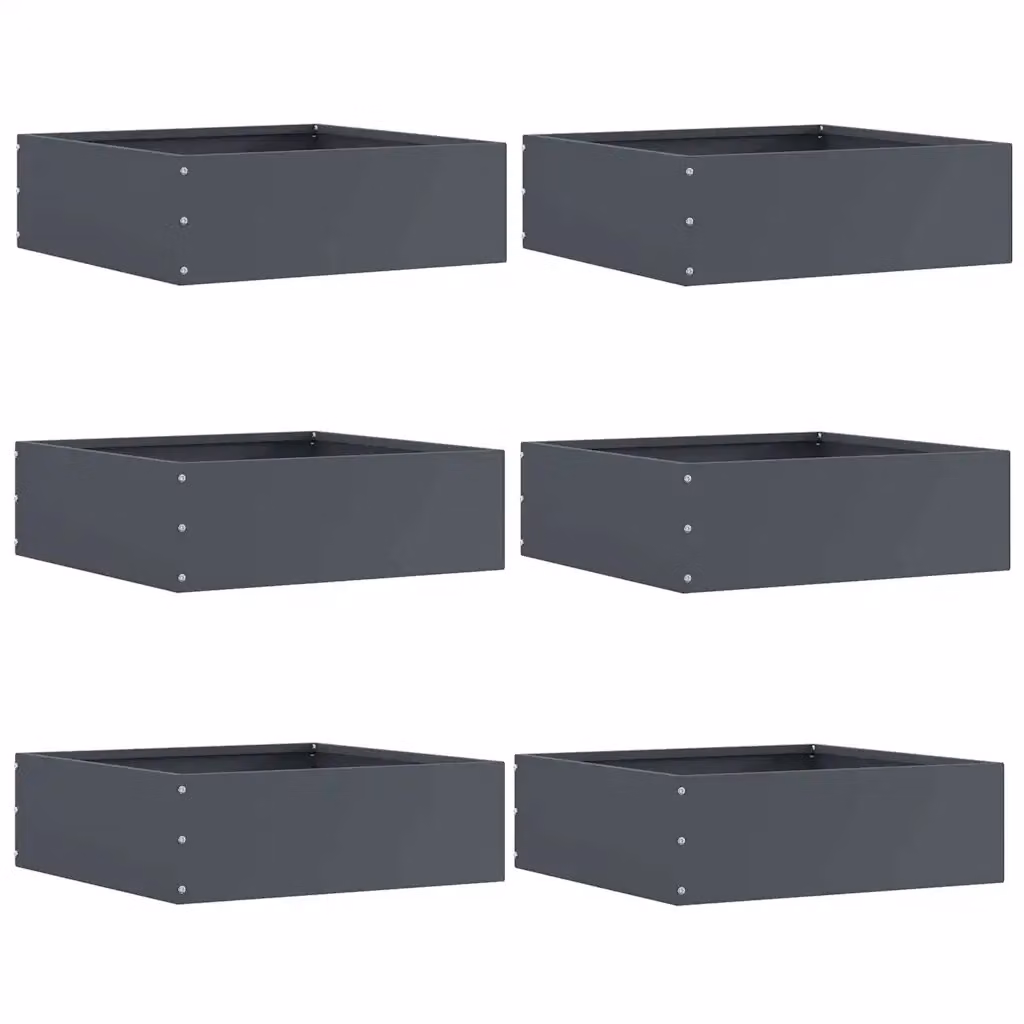 Set di 6 bordure per prato vidaXL in acciaio colore antracite L/P/H: 40 x 40 x 13 cm