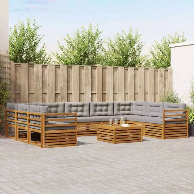 Set di 10 divani da esterno moderni vidaXL in legno di acacia color grigio – 1