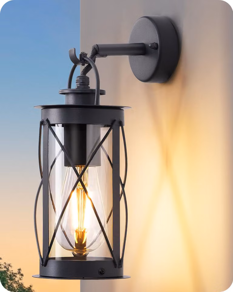 Lampada da parete esterna in stile retrò, attacco E27, grado di protezione IP44, colore antracite, realizzata in alluminio