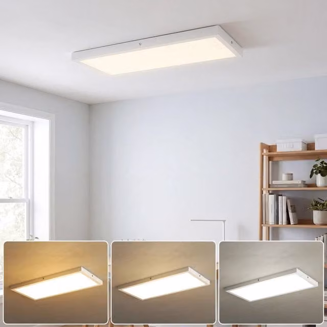 Set di 4 lampade da soffitto e da parete regolabili zephmum, colore bianco, L: 60 cm, P: 30 cm, H: 3,7 cm